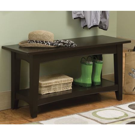 Alaterre Furniture Shaker Cottage Bench with Shelf, Chocolate ASCA03CL